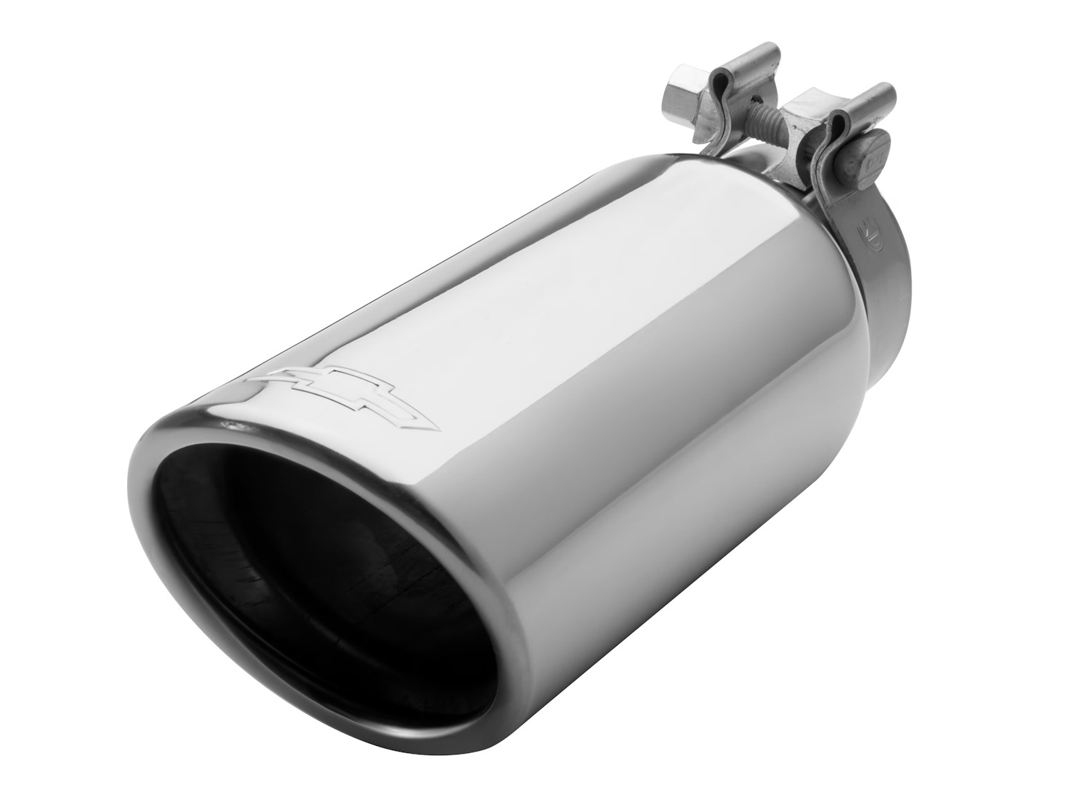 GM Accessories Stainless Steel Exhaust Tip With Bowtie Logo - Angle-Cut, Single-Wall, 22799810