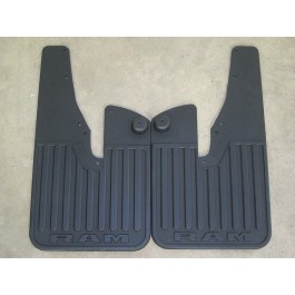 Mopar Flat Splash Guards Black With RAM Logo Front Pair For