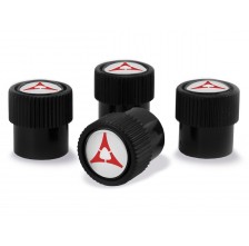 Mopar Black Wheel Valve Stem Caps With Red Dodge Fratzog Logo Kit