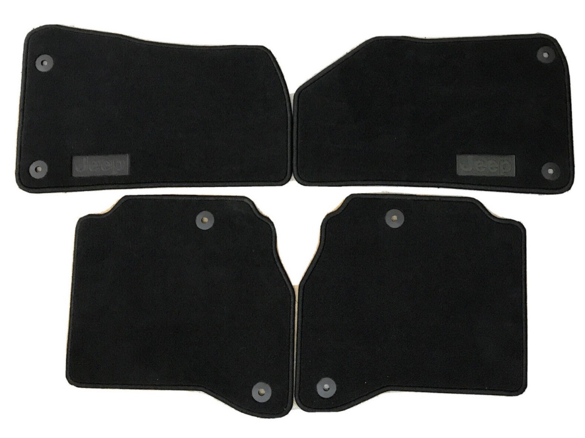 Mopar Floor Mats Set Of Four Black With Jeep Logo - 6LJ74TX7AB
