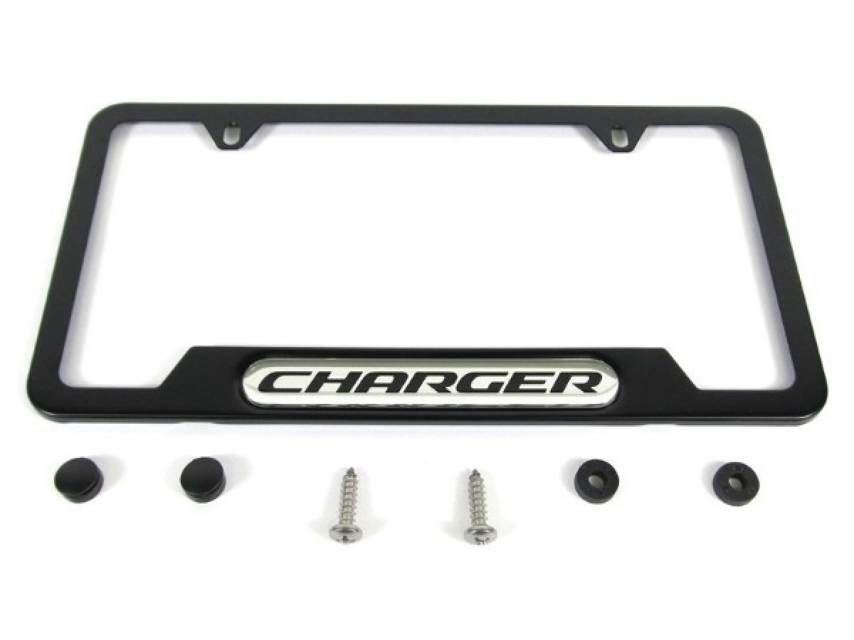 Mopar Decorative License Plate Frame In Black Color With Charger Logo ...
