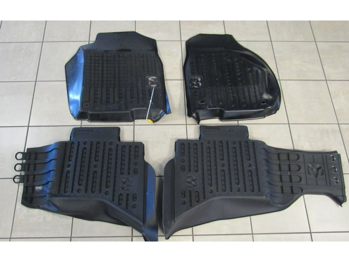 Mopar Rubber Mats Bucket Style Front & Rear Black With Ram's Head