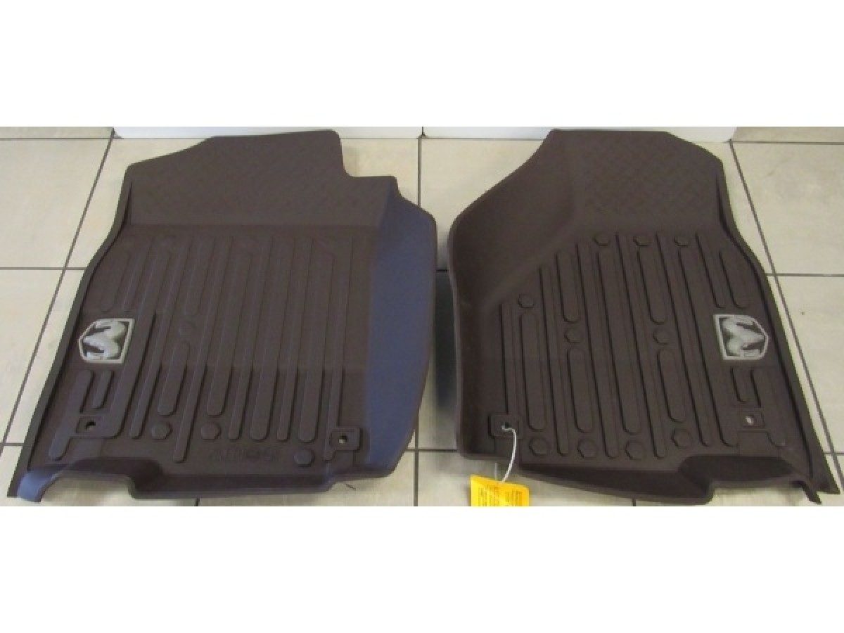 Mopar Rubber Mats Bucket Style Front & Rear Brown For Quad Cab