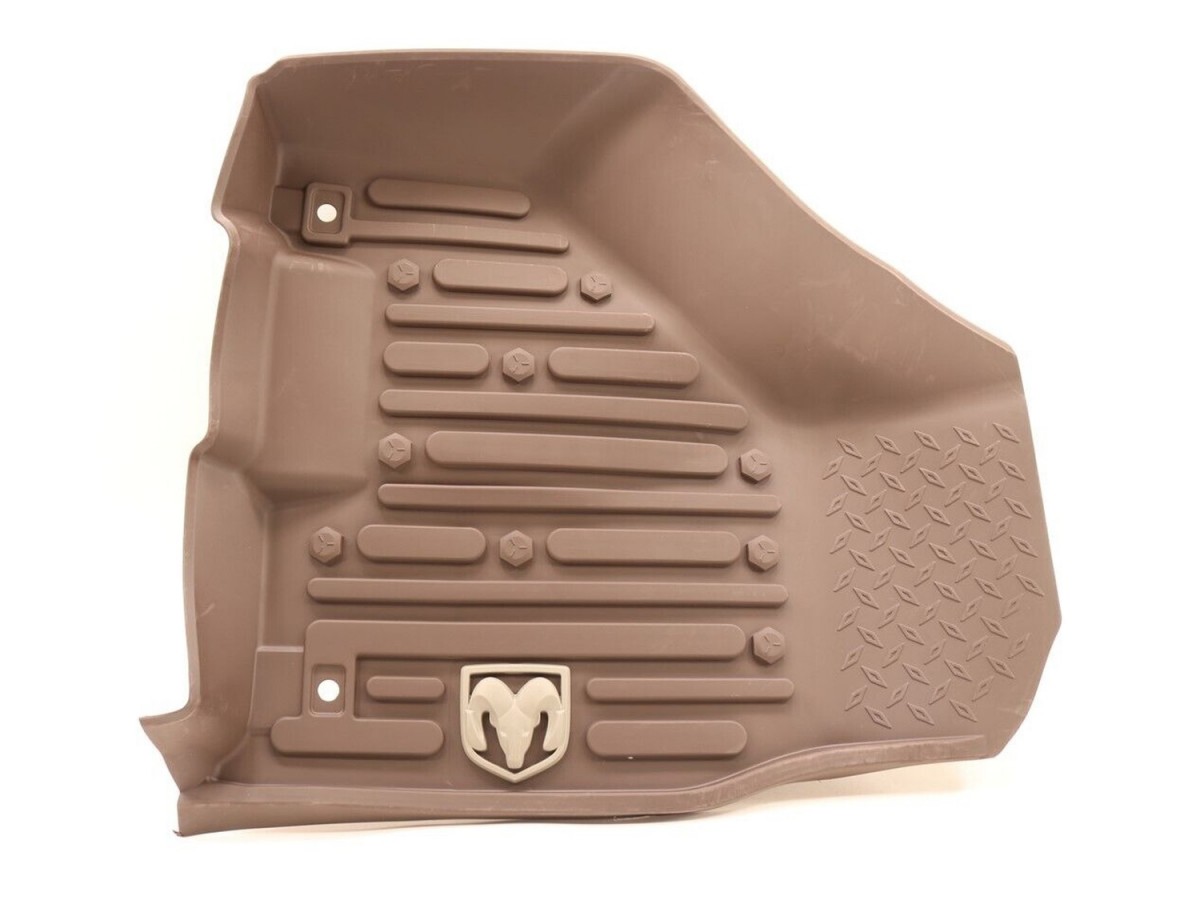 Mopar Rubber Mats Bucket Style Front & Rear Brown With Ram's Head
