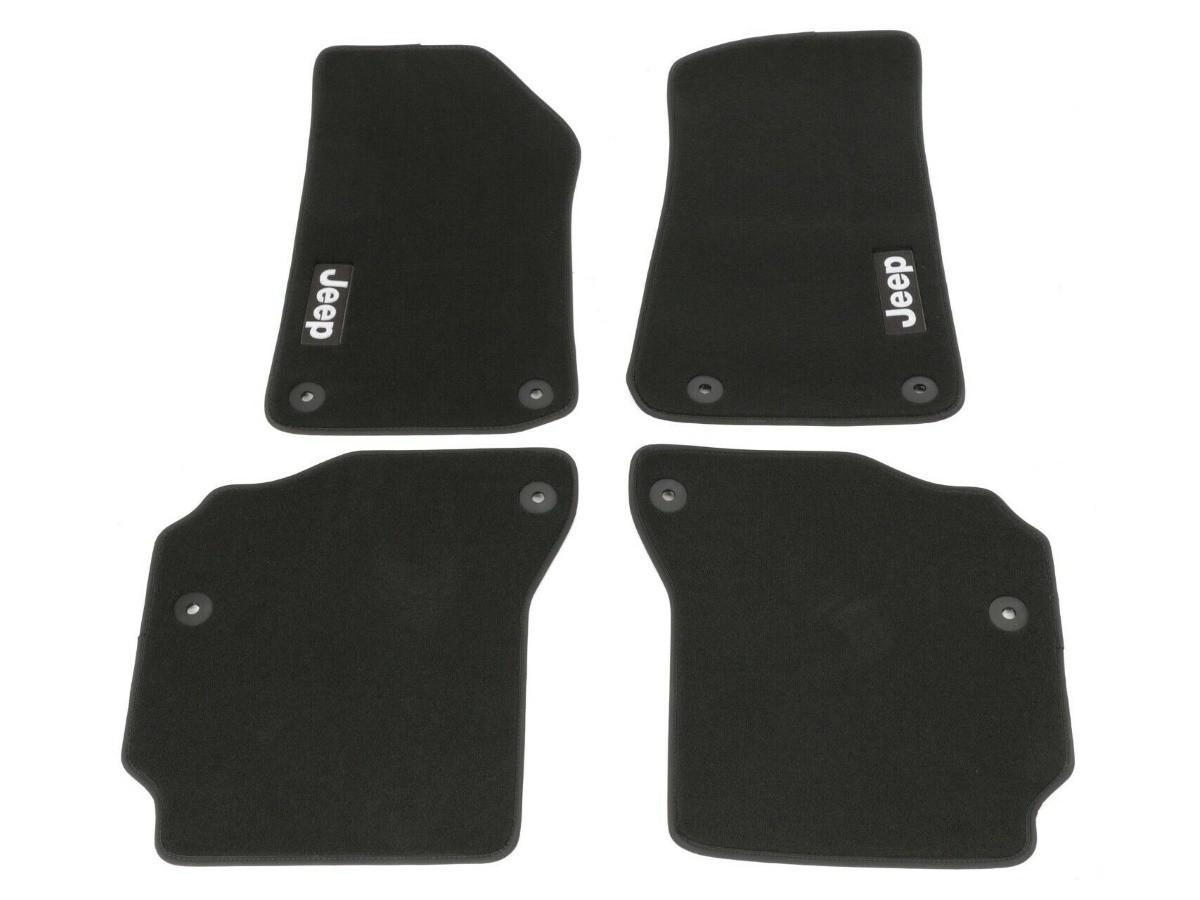 Mopar Floor Mats Set Of Four Black With Light Tungsten Jeep Logo