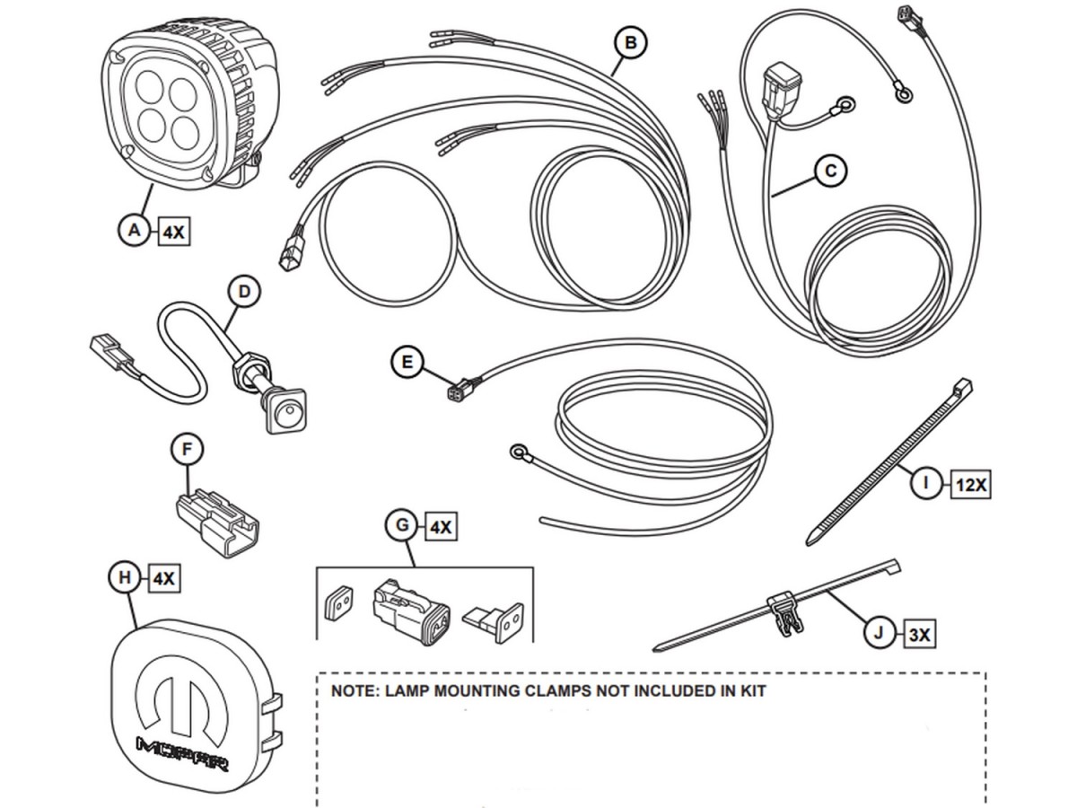 Mopar LED Five Inch Off Road Lights Kit Of Four For Ram Rack