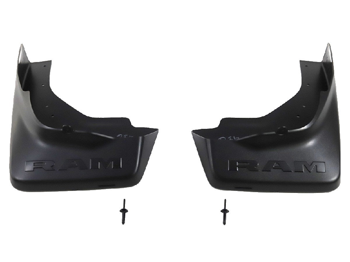 Mopar Splash Guards Rear Pair Molded Black With RAM Logo For