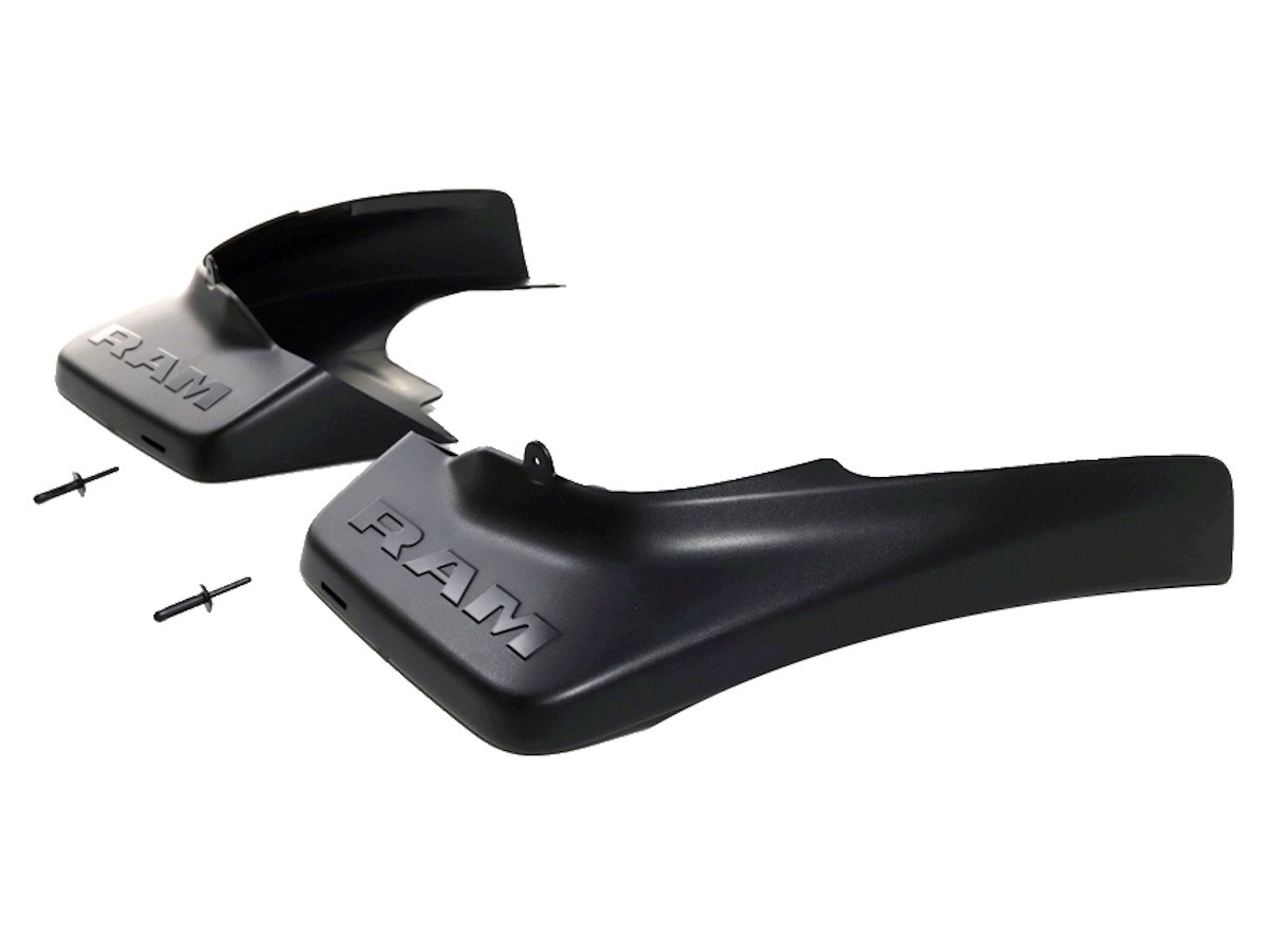 Mopar Splash Guards Rear Pair Molded Black With RAM Logo For