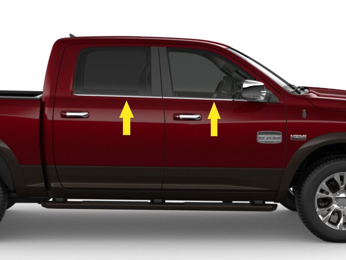 thumbnail image 2 of 4-Piece Weatherstrip Window Moulding Trim Seal Belt Kit For 2009-2021 Dodge Ram 1500 2500 - Rubber Clip-On 2 of 3