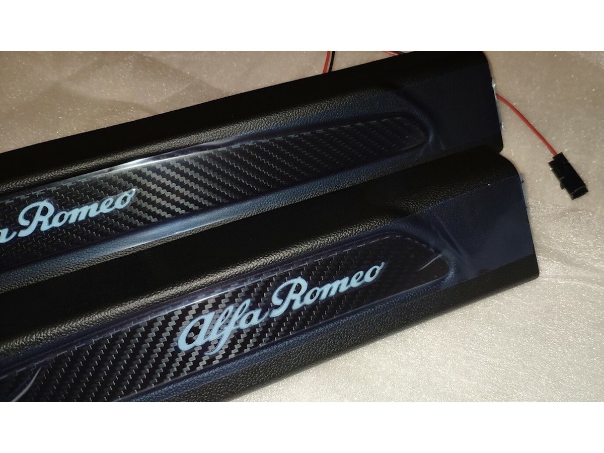 Alfa Romeo Carbon Fiber Door Sill Guards With Backlit Logo Kit Of