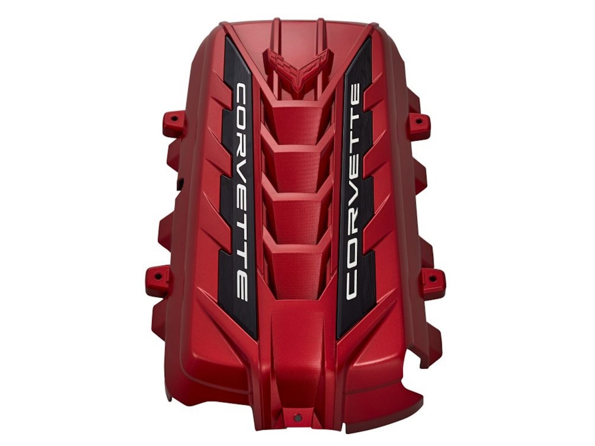 Chevrolet Performance Engine Cover In Edge Red With Corvette Logo
