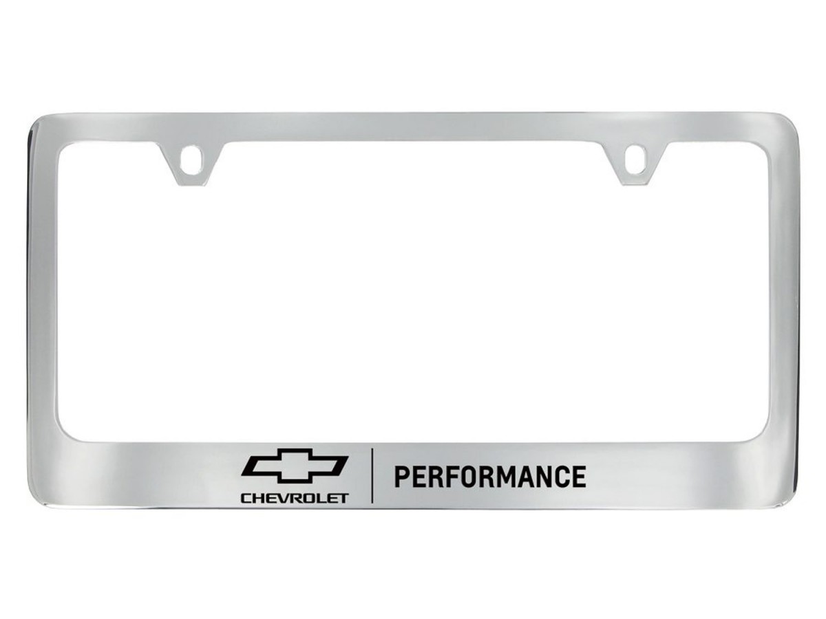 Chrome Chevrolet Bowtie Vanity License Plate With 3D Black Script Logo - Part # 1302N2-1B, Made In USA