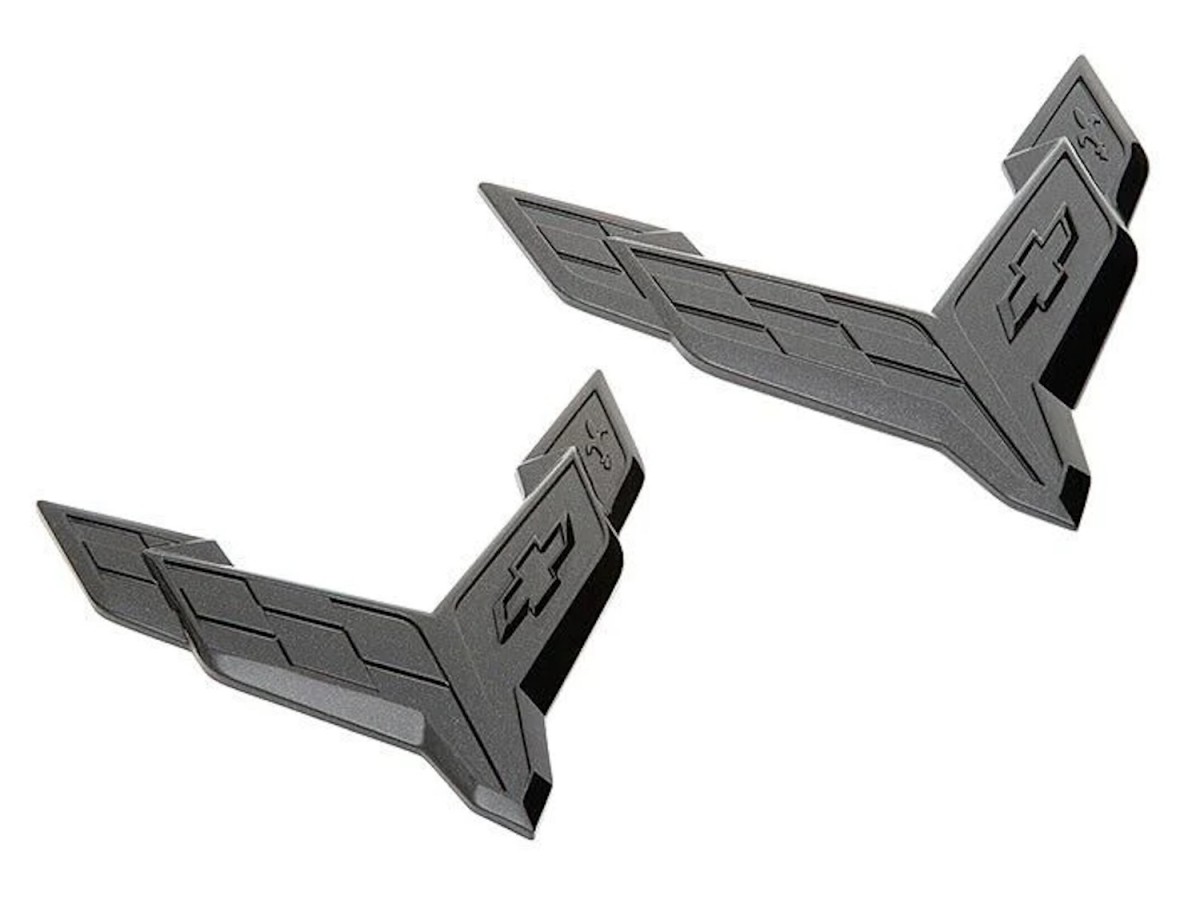 Chevrolet Dark Stealth Crossed Flags Carbon Flash Metallic Emblems